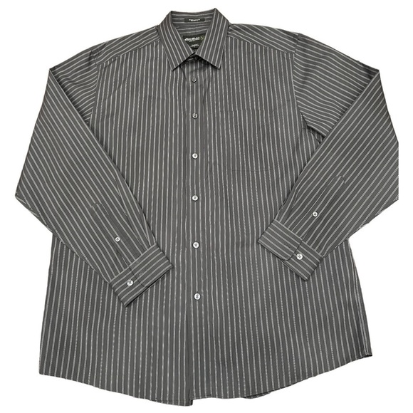 EDDIE Bauer Men’s Gray Stripped Relaxed Fit Button Down Shirt, Size Large. - Picture 9 of 9